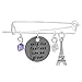 Art Attack Only Fearless Can Be Great Expandable Bracelet, Paris Eiffel Tower Purple Beaded Pendant Charm (Silver)