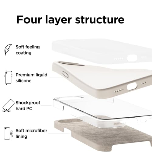 Image of DIZORO Compatible with iPhone 17e / iPhone 16e Case 6.1 inch Liquid Silicone 3 Layers Full Covered Soft Gel Rubber Phone Case,Shockproof Protective Cover with Anti-Scratch Microfiber Lining-Stone Grey