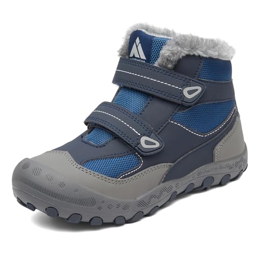 Mishansha Kinder Winterschuhe Mädchen Winterstiefel Warm Schneestiefel Gefüttert Boots Wasserdicht Marineblau 37