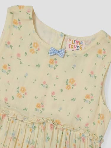 Image of Kids Girls Printed Embroidered Fusion Dress | Handmade Crafted Designer Ethnic Wear | 100% Cotton