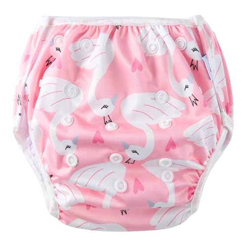 Reusable Swim Nappy SMALL 4-12kg (Newborn to 18mths/ Size 000-1) Adjustable Girls 'Baby to Toddler' Premium Cloth Swimming Diaper SWAN PRINCESS_S