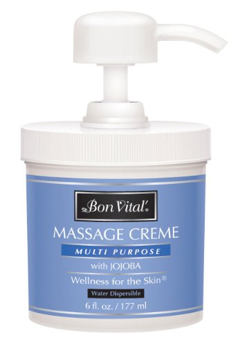 Massage Cream by Bon Vital, Multi-Purpose Massage Cream, Professional Massage Cream with Aloe Vera to Relax Sore Muscles, Increase Circulation & Repair Dry Skin, Full Body Massage Moisturizer Cream, 6 Ounce Jar