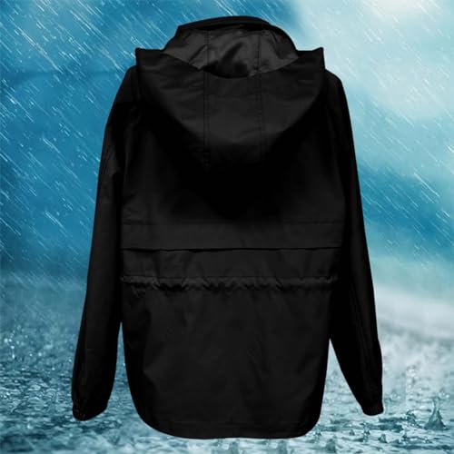 Chubasquero para mujer monocolor impermeable con capucha 5
