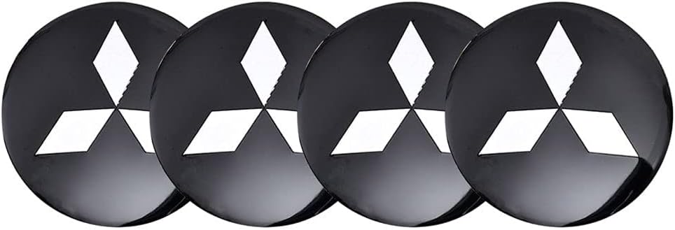 4pcs 2.22inch Car Logo ABS Material Wheel Center Cap Sticker Wheel Emblem Badge Logo Stickers (fit Mitsubishi Black)