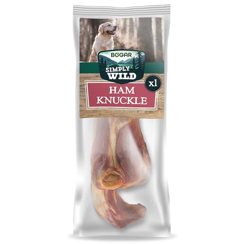 Bogar - Simply Wild - Snack per cani - Cibo per cani - Integratori a forma di stinco di maiale - 100% maiale essiccato - Masticativi con funzione di premietti per il tuo cane