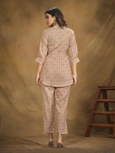 Image of NAINVISH Polyester Cord Set | Ethnic Co Ord Set | Casual Wear Pant Top Set | Fancy Co-Ord Set | Full Pair Set | Women Kurta Sets Kurtis | Women Kurta Pant Set | Coord Sets for Women