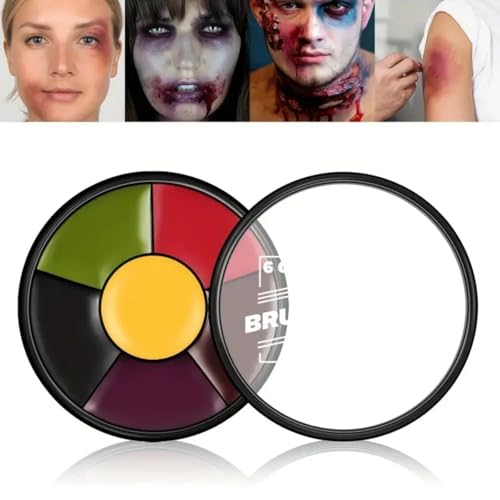 Conjunto de 6 cores de pintura facial e corporal, pintura facial SFX para Halloween, Natal, ação de graças, carnaval, cosplay, monstros, zombies, vampiros, esqueletos e palhaços