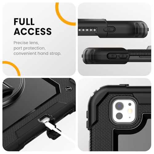 timecity Case for iPad Pro 11 Inch M5 2025 / M4 2024, 360° Rotating Stand, Pencil Holder & Wireless Charging, Shockproof with Screen Protector & Shoulder Strap -for Designers & Professionals,Black by timecity - Used condition - Image 7