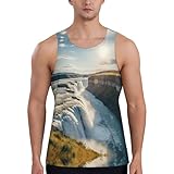 Opciones de estilo versátiles: esta camiseta sin mangas con estampado de cascada de Islandia se puede combinar fácilmente con jeans ajustados, pantalones cortos o leggings para mejorar tu estilo casual y moderno. Su diseño versátil hace que sea adecuada para varias ocasiones.