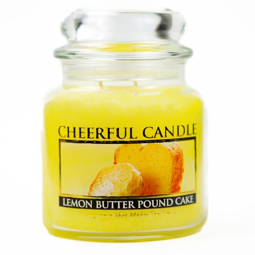 A Cheerful Giver - Lemon Butter Pound Cake Scented Glass Jar Candle (16 oz) with Lid & True to Life Fragrance Made in USA