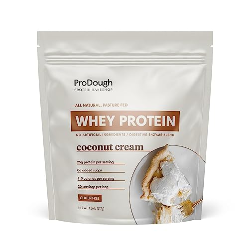 ProDough Gourmet Whey Isolate Hydrolized Protein Powder for Shake Mix- Easy Digest Enzyme Blend 25g Protein per Serving Natural Ingredients Gluten Free Keto Friendly (Coconut Cream)