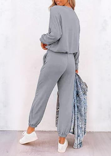 Image of PRETTYGARDEN Travel Outfit Women 2 Piece Lounge Sets | Long Sleeve Shirts, Jogger Pants Pockets, Matching Track Suits, Fall Spring Comfy Clothes for Casual Outing, Cruise, Airport