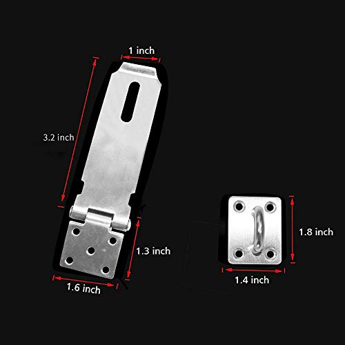 Image of Padlock Hasp 3.2 Inch Safety Door Bolt Gate Latches Padlock Hasp Stainless Steel Brushed Finish Door Buckle Clasp, 2 Pack (3.2 Inch 2Pack)