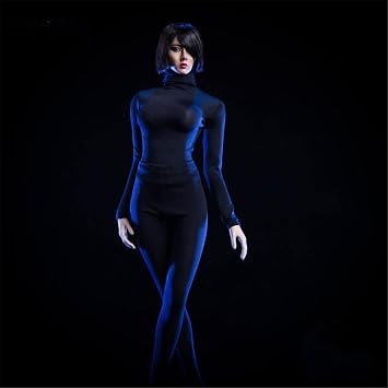 Fremego 1/6 Scale Female Clothes,Female Tights High Collar Top Clothes and Legging Costume Clothing for 12inch PH TBL JO Action Figure Body Black