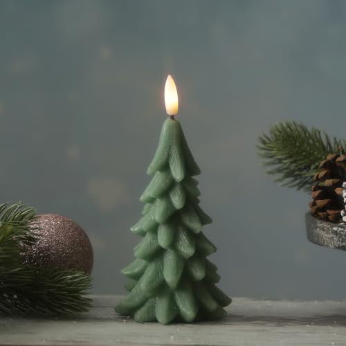 LED Kerze Tannenbaum Weihnachtsbaum Echtwachs inkl. Batterie Timer...