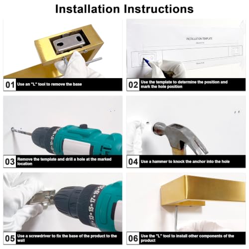 Image of HUFEEOH Wall Mount Towel Holder, Stainless Steel Bathroom Towel Bar, Drill-Mounted Heavy Duty Towel Rack for Kitchen, Bathroom & Laundry