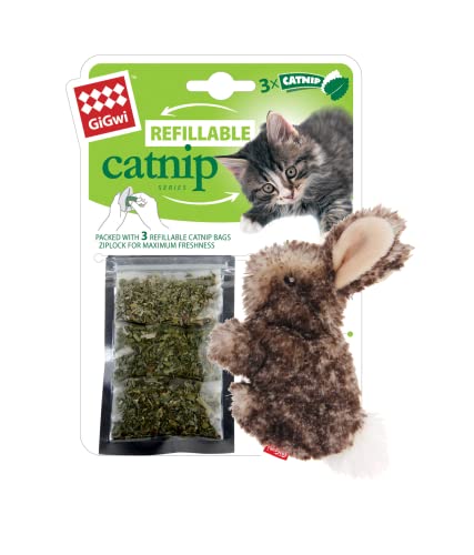 Gigwi Jouet à Herbe à Chat pour intérieur et extérieur - Rechargeable - Marron