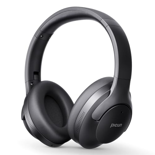 Picun Hydrid Active Noise Cancelling Headphones with ENC, 120H Playing Time with Transparency Mode, Hi-Res Audio & Deep Bass Foldable Wireless Headphones with Mic for Travel, Home, Office