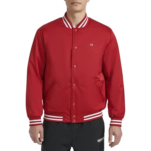 Champion Men's Logo Striped-Trim Varsity Jacket