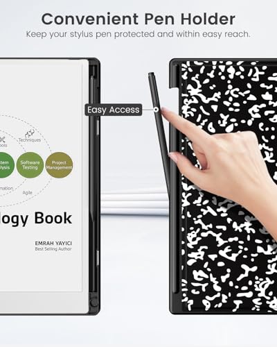 MoKo case for Remarkable Paper Pro 2024 11.8", Lightweight and Hard Back Shell Protective Case with Built-in Pen Holder, Auto Sleep/Wake for Remarkable Pro 11.8", Black Notebook