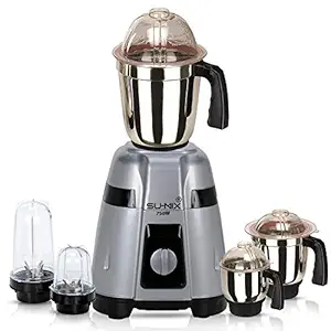 Su-mix GLYGMA21 750Watts Mixer Juicer Grinder with 5 Jars (2 Bullets Jar, 1 Liquid Blending Jar, 1 Dry Grinding Jar and 1 Chutney Jar) - Grey