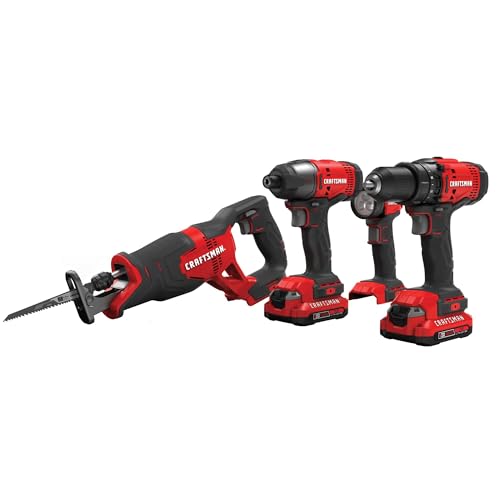 Image of CRAFTSMAN V20 Cordless 4-Tool Power Tool Combo Kit with 2 Batteries and Charger (CMCK400D2)