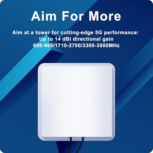 5G Antenna Outdoor 4G LTE Antenna Dual Band 14DBi WiFi Antenna 698-2700 | 3300-3800 MHz Signal Directional Antenna MIMO Router External Antenna SMA / TS9 Antenna, 2 x 10M Cable