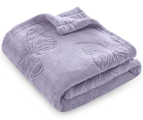 Image of BORITAR Baby Blanket with Butterfly Design for Girls Ultra Soft Fleece Warm and Lightweight Blankets for Infant Toddler Newborn, 30x40 Inch, Purple