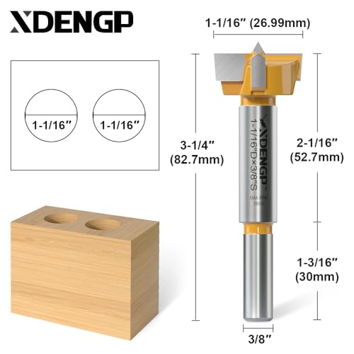 Image of Forstner Bit 3 /8 inch Shank, 1-1 /16 inch Cutting Diameter, Forstner Drill Bit for Woodworking, Drilling Hole Saw Set, Auger Opener, Hinge Hole Cutter for Plastic, Plywood Products