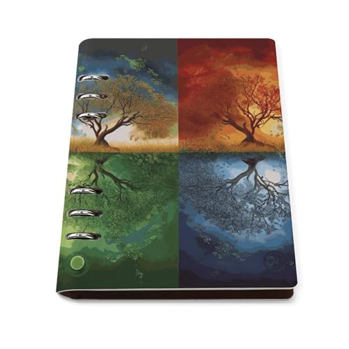 Carnet de notes A5 à anneaux avec 90 feuilles en cuir synthétique arbre de vie