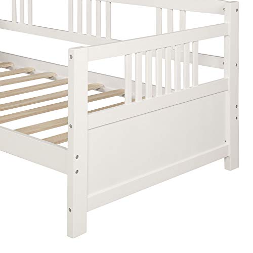 Wood Daybed Frame Multifunctional Platform Sofa Bed Mattress Foundation With Headboard, Easy Assembly White #TOP6