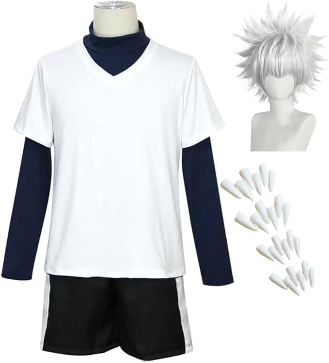 キルアコスプレ衣装 Amazon.co.jp: [NAMIKOE] キルア コスプレ 衣装 ウィッグ 白 ネイル