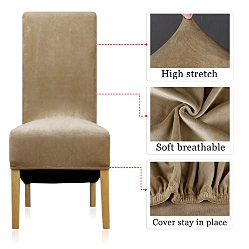 Leorate Velvet Dining Chair Covers: Thick High Back Velvet Chair Slipcovers Stretch Fabrics Cover For Large Chair Washable Removable Chair Cover For Home Decor (Pack of 4 - Image 4