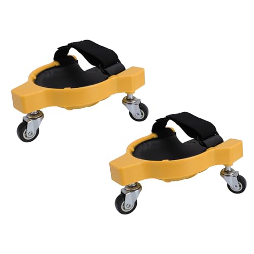Stylebest 1 Paio di Rampicanti al Ginocchio con Ruote a 360 ° Girare Il Ginocchio Rotolante, Cuscinetto per Installazione di Piastrelle Riparazione di Auto in Muratura, Cuscinetti (Giallo)