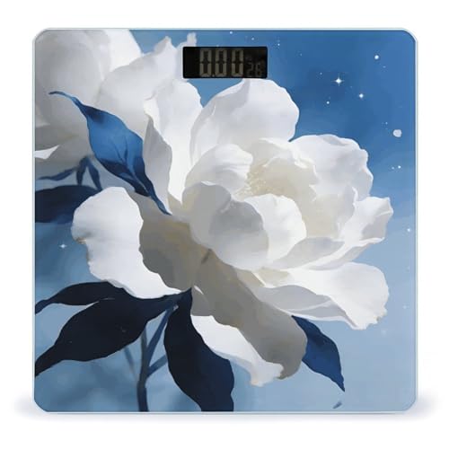 Báscula Digital de Vidrio Templado Azul y Blanca para Baño miniatura 1