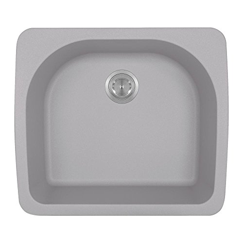 MR Direct T824-SILVER Silver Topmount Granite Composite 25 in. Single Bowl Kitchen Sink