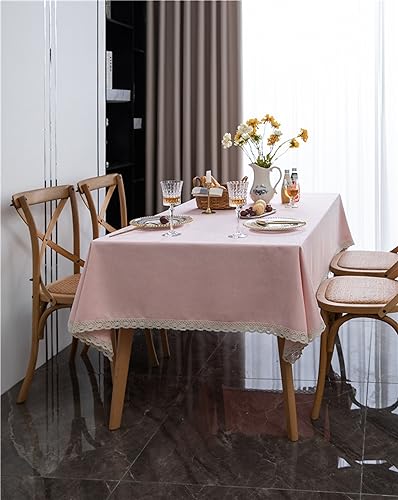 Nappe rose avec dentelle pour decoration de table - 4