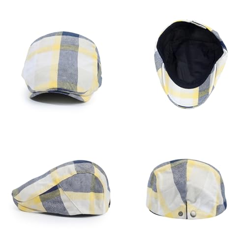 Image of 3Pcs Men's Newsboy Caps Cotton Cooling Hat Adjustable Flat Cap for Men