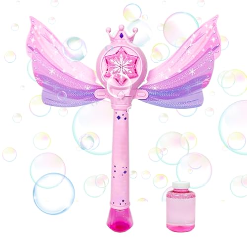 Burbujas Eléctrica | Soplador De Burbujas Alas de Ángel,Música Luminosa Automática con Pilas para Cumpleaños Navidad Jardín Piscina Interior Exterior