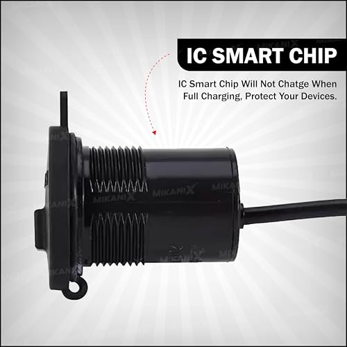 Image of OBEROI'S TRADERS Waterproof Mobile USB Charger | Adapter Socket | Fast Charging Output : 5V-1.5A | Switch On /Off Button with Silicone Cover for Bike and Scooty