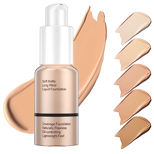 AONAT Fond de Teint Liquide, 30ml Foundation Liquid Full Coverage 24HR Matte Oil Control Concealer, Foundation & Concealer, Waterproof Longue durée Soft Matte #104 Buff Beige