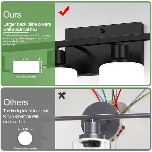 Image of Indoi 4-Light Bathroom Light Fixtures, Matte Black Modern Vanity Lights with Milky White Shades, Bathroom Wall Lamp for Mirror Living Room Cabinet Bedroom Porch