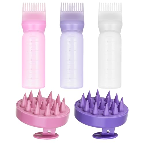 Okeno Select 5pcs Hair Oil Applicator Bottle Head Massage Brush Hair Oil Applicator Bottle Hair Dyeing Brush Bottles Applicator Bottles for Oil Hair Oiling Applicators