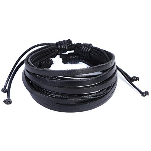 OMAI Pulsera Trenzada respetuosa con el Medio Ambiente con Cuero Multicapa Ajustable para Hombres y Mujeres Cover