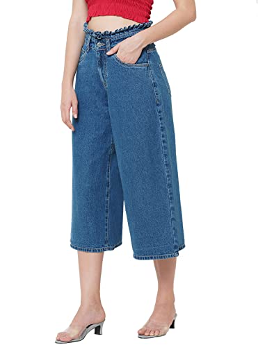 Image of AKA CHIC Women Flare Fit High Rise Cotton Non Stretchable Jeans