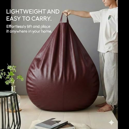 Image of KAM'S LIEU 6XL Jumbo Premium Bean Bag Chair with Footrest & Cushion | Filled with High Density EPS Beans | Comfortable Sofa for Living Room & Bedroom | 6 Months Warranty, Color- (MAROON, 6XL, Premium)