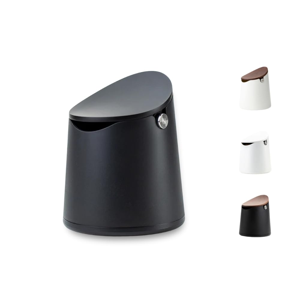 Crema Coffee Products Arc Knock Box | Holds 12–16 EspressoPucks|Durable,Stain-ResistantBuild withNon-Slip Base|Elegant WalnutPlastic Lid Design| EasyClean-Up &Moisture Control|BlackPlasticLid Finish