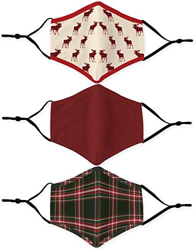 Weddingstar 3 Pack Adult 3-Ply Washable Cloth Face Mask Reusable and Adjustable with Filter Pocket - Holiday - 1
