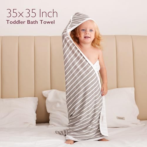 Image of Momcozy Hooded Baby Towel, 2 Pack Baby Bath Towel with Large 35 X 35 Inch, Super Soft Cotton and Hooded Towel for Newborn, Toddler and Kid, Starry Sky