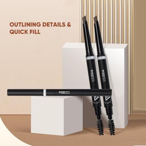 VEECCI Diamond Eyebrow Pencil, Long Lasting & Smudge-proof, Dual-Ended with Soft Brush - Image 4